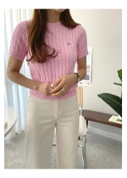 ASEZ BUTİK Women's Short Sleeve Summer Thin Knitwear Blouse