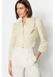  Collection Cotton Beige Lace Shirt - Regular Fit TWOSS20GO0044