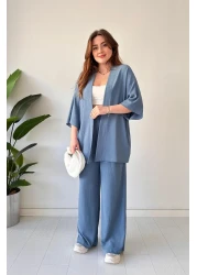 MaziButik Indigo Seersucker Set of Two