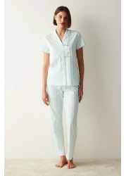 Penti Cuteness Striped Mint Green Shirt Pants Pajama Set