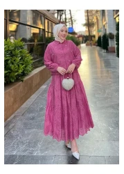 Modamorfo Scallop Detailed Skirt Suit - Fuchsia