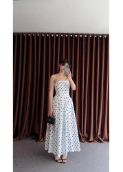 HAZELANNA فستان منقط بدون حمالات