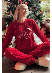 Pijamaevi طقم بيجامة من الصوف المخملي المنقوش للعام الجديد