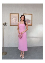 ESRAHELVACI فستان بفتحة رقبة رسن