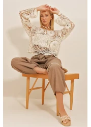 Trend Alaçatı Stili Women's Beige Knitted Premium Sweater ALC-X10701