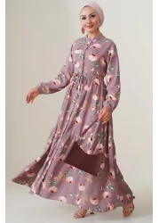 Bigdart 2144 Magnificent Collar Hijab Dress - Dried Rose