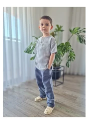 BALKABAĞI Natural Shirt Muslin Trousers Set (Age 2-8) Mtye0059