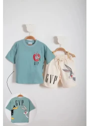 Soft kids Green Printed Children's Summer Bottom Top Set