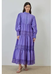 Hooopstore فستان بتفاصيل دانتيل أرجواني