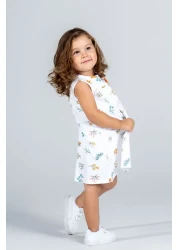 Kyron Girl's Floral Print Sleeveless Summer Dress - White, Colorful Flower Detail, Casual and Comfortable Design