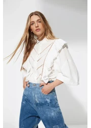  Collection Woven Shirt Ecru with Accessories - TPRAW22GO1089