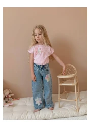 Jolly Kids Girl's Denim Jean Pants Suit