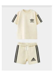 Karan Kids Unisex Cream Shorts Bottom Top Set