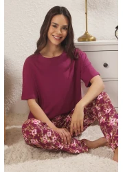  Collection Floral Cotton Pajamas Set Fuchsia-Multicolor Ornek_24Pt00230