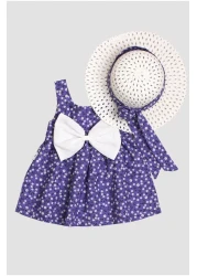 Chicsy Baby Flower Patterned Bow Baby Girl Dress with Hat