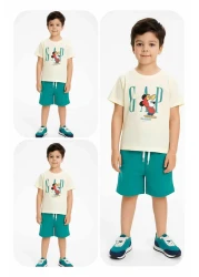 krm kerem bebe New Season Boy's Summer Combed Cotton Suit