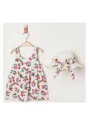 Chicsy Baby Sweet Floral Print Baby Girl Dress with Hat and Bow
