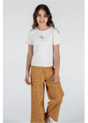 Kyron Girl's White T-Shirt and Floral Print Pink Pants Set / with Different Color Options