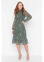  Collection Green Shawl Pattern - Flounce Woven Winter Dress Twoaw23El01436