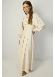 Touche Prive فستان بياقة قميص مطوي