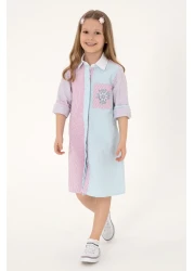 U.S. Polo Assn. Girl's Colorful Long Sleeve Polo Neck Sequin Detailed Woven Dress 50301083-Vr034