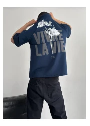 İLKCET MODA La Vie Unisex Printed Oversize T-shirt