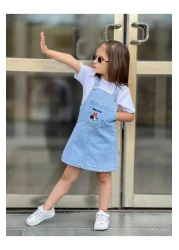 yns coolstar minnie embroidery Jeans Adjustable Strap Gilet / Denim Dress