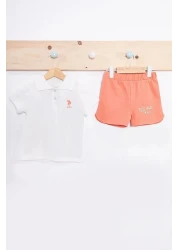 U.S. Polo Assn. Us Polo Baby Girl 2-Piece Short Sleeve T-Shirt Set - Cream