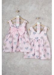 BUUFUU Baby Girl Cartoon Heroes Printed Dress with Bow and Bandana 6-24 Months