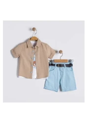 Bulut Baby طقم صيفي للأولاد، قميص عيد، تي شيرت، شورت