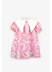 Le Mabelle Pink Leaf Patterned Girl's Dress - Bloom