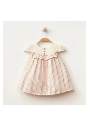 Lumia Baby Glitter Detailed Buttoned Baby Girl Dress