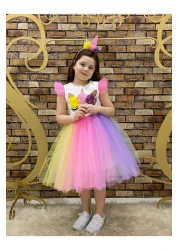 marvelous Colorful Unicorn Patterned - Girl's Birthday Zipper Dress