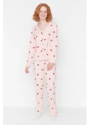  Collection Pink 100% Cotton Heart Knitted Pajamas Set Thmaw21Pt0548