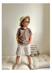 YİGİT BUTİK Boy's Suit with Polo Collar Shorts