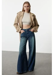  Collection High Waist Extra Wide Leg Dark Blue Palazzo Jeans - Twoss23Je00286