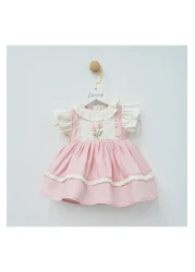 ministok Mira Baby Girl Dress with Ruffle Collar and Embroidery