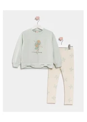 Minipodyum طقم بناتي مكون من قطعتين مع تفاصيل فيونكة مطبوعة