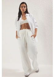  Collection White Linen Very Wide Leg Shorts - Lined Rubberized Drum with Aschutzs25Pl00121