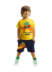 Denokids Boy's Lake Monster Summer T-shirt and Shorts Set
