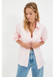  Collection Pink Single Pocket Boyfriend/Wide Fit Cotton Woven Shirt TWOAW20GO0115