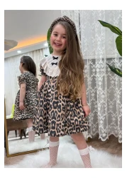 CECEYKİDS Trend Girl Dress Lined Balloon Sleeve