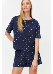  Collection 100% Cotton Navy Blue Polka Dot and Heart Sleepwear Set - Thmss21Pt1485