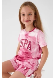 U.S. Polo Assn. Base. Polo Assn Pink Font Detail Light White Girls Shorts Set
