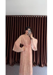 HAZELANNA فستان طويل بحزام بألوان الباستيل