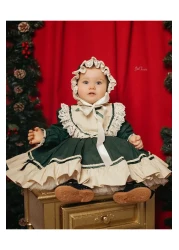 Hly Karol Tasarım Green Latte Vintage Baby Girl Dress, Custom Made Sewn Girl Dress, Birthday Dress, Photography