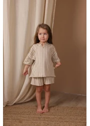OhlalaKoala Brown Striped Shorts Set