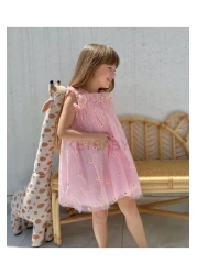 KETBaby Girl's Daisy Embroidered Strap Dress