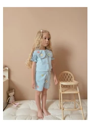 YİGİT BUTİK Yigit Butik Denim Fabric Floral Shorts Girl's Suit