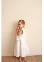 Oh La La Koala For Little Ones White Embroidered Back Tie Girl's Suit